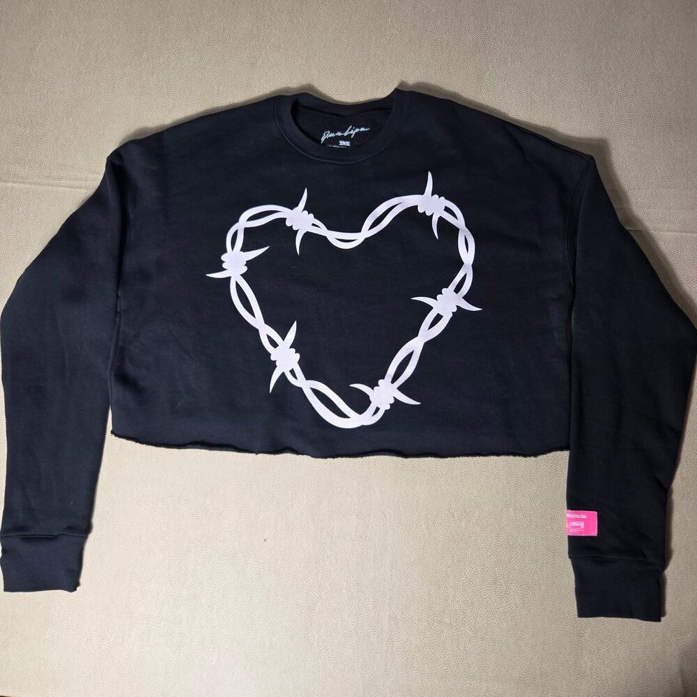 Dua Lipa Future Nostalgia Tour Cropped Sweatshirt Black Barbed Wire Heart
